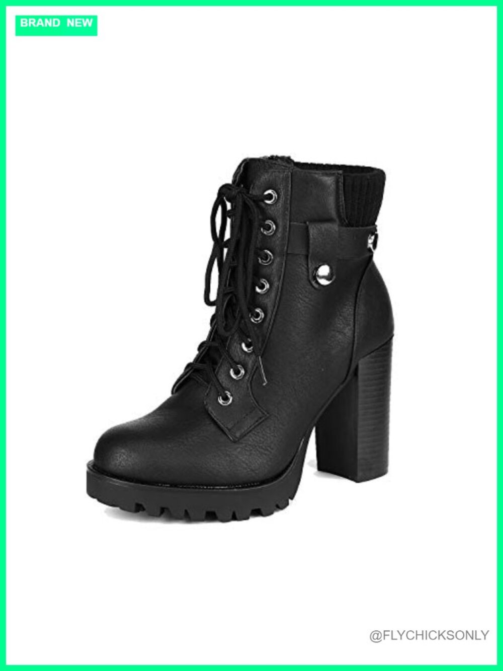 Women's Lace Up Combat Ankle Booties Chunky Heel Faux Leather Boots